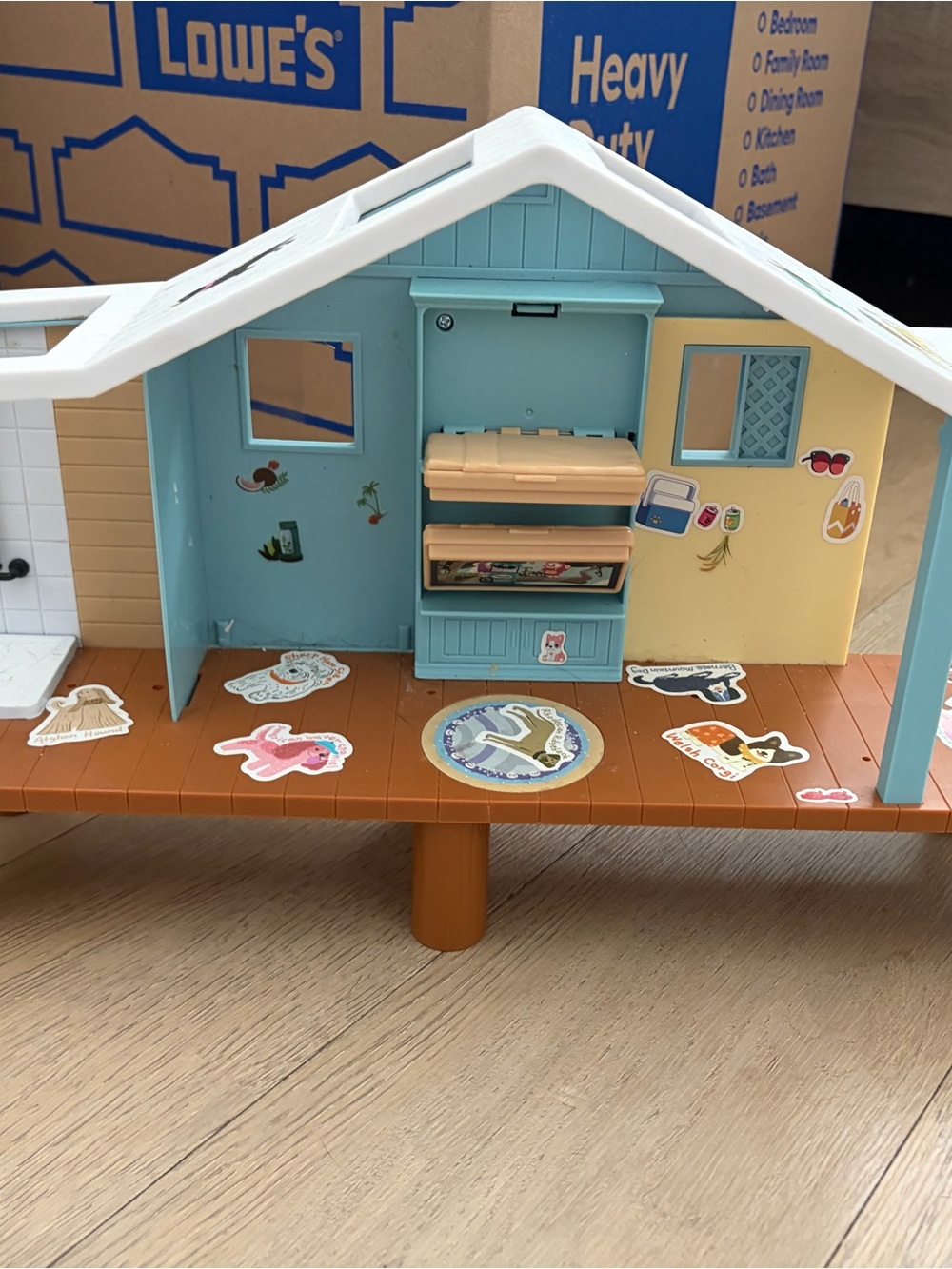 Kids Dollhouse Accessory Set - Light Blue, White & Tan